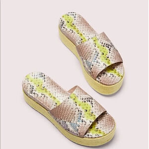 Kate Spade ZIA slide leather platform sandals in lemon sorbet. New, in box. Sz 8